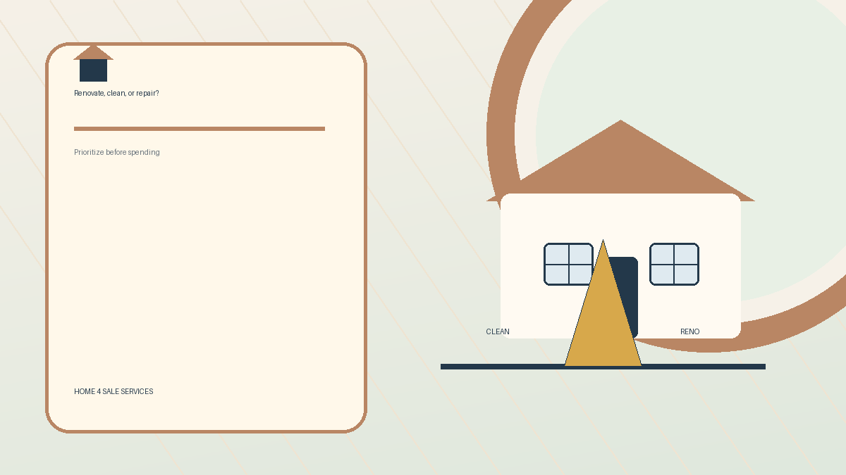 Should You Renovate Before Selling, or Just Clean and Repair? illustration for Home 4 Sale Services pre-listing guide